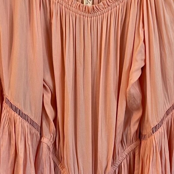 Elan Boho Bell Sleeve Off Shoulder Pink Romper Small Festival Beachy - Picture 3 of 5